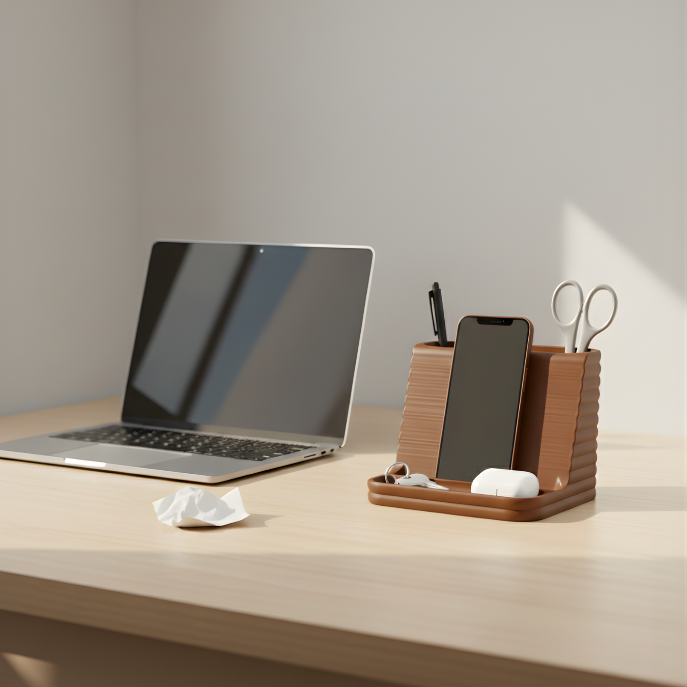 Smartphone-Halter mit Schreibtisch-Organizer – kompakte Ablage für Büro & Homeoffice