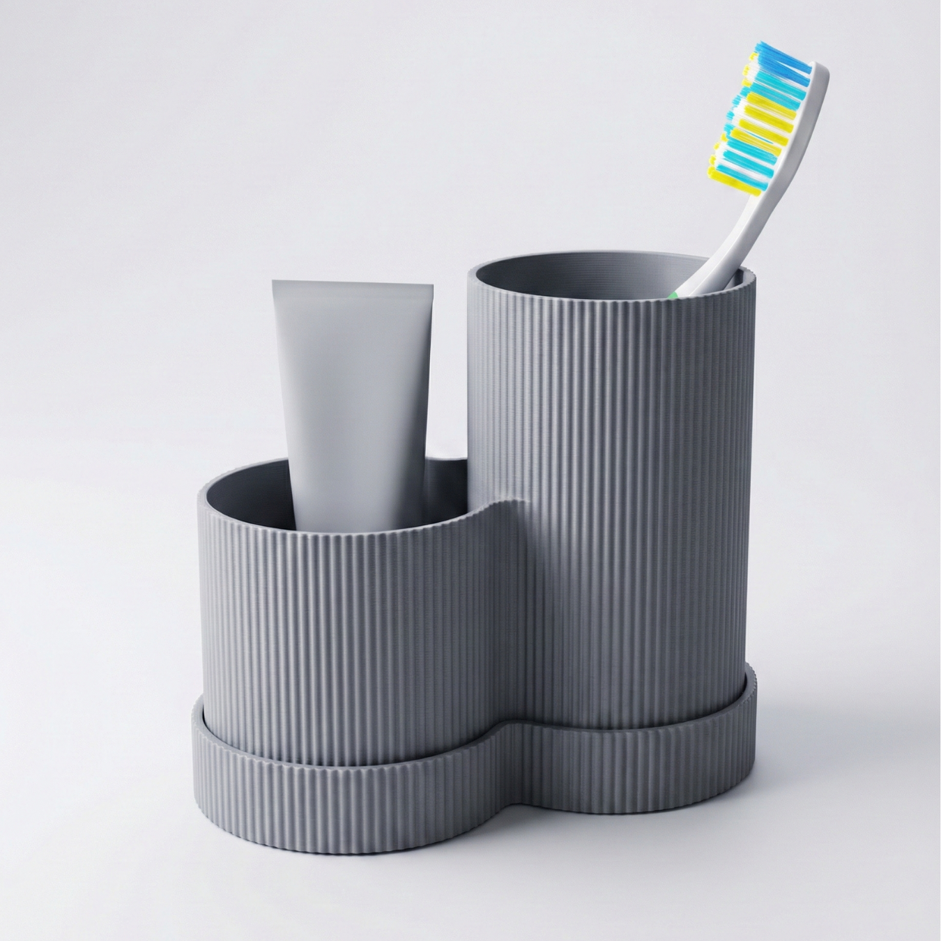 Zahnbürstenhalter mit Doppelkammer – Minimalistischer Bad-Organizer für Zahnbürste und Zahnpflege