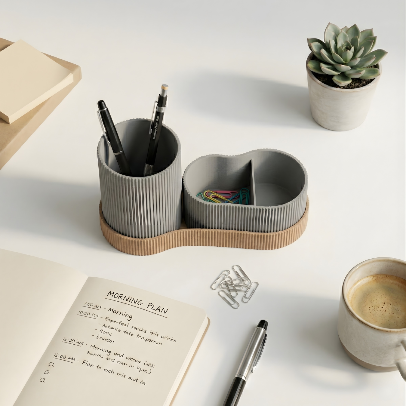 Modularer Schreibtisch-Organizer mit Stiftehalter und Ablage