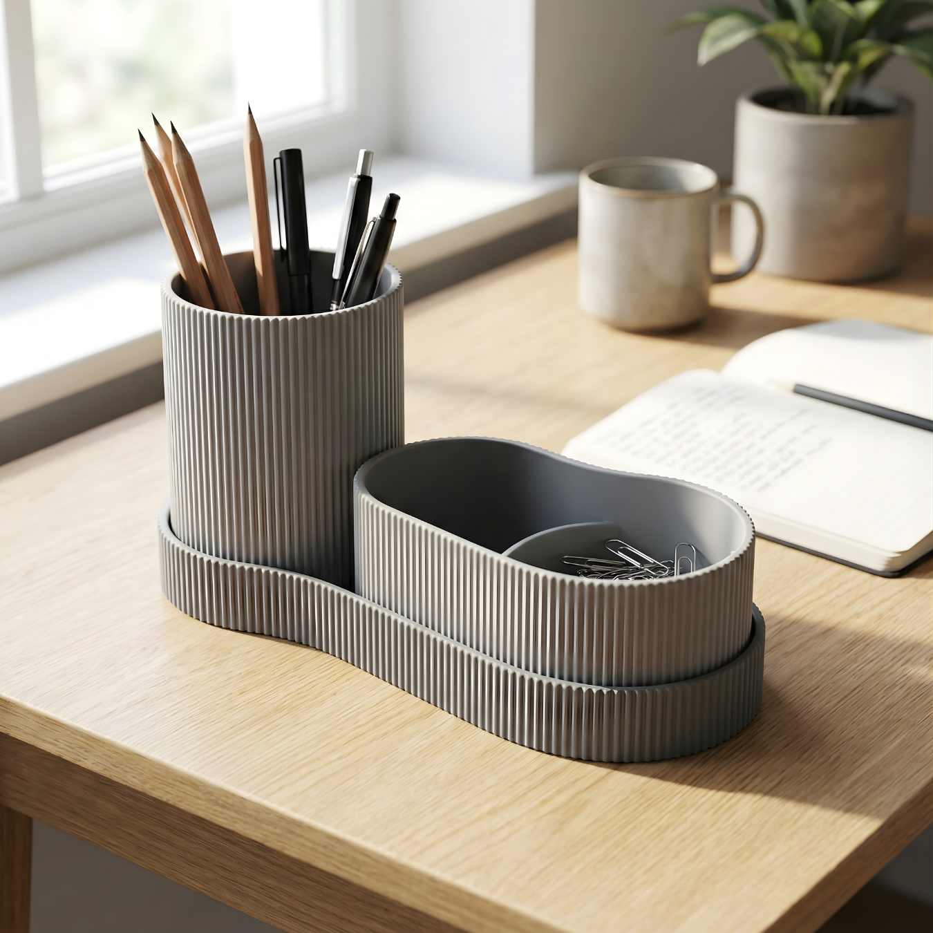 Modularer Schreibtisch-Organizer mit Stiftehalter und Ablage