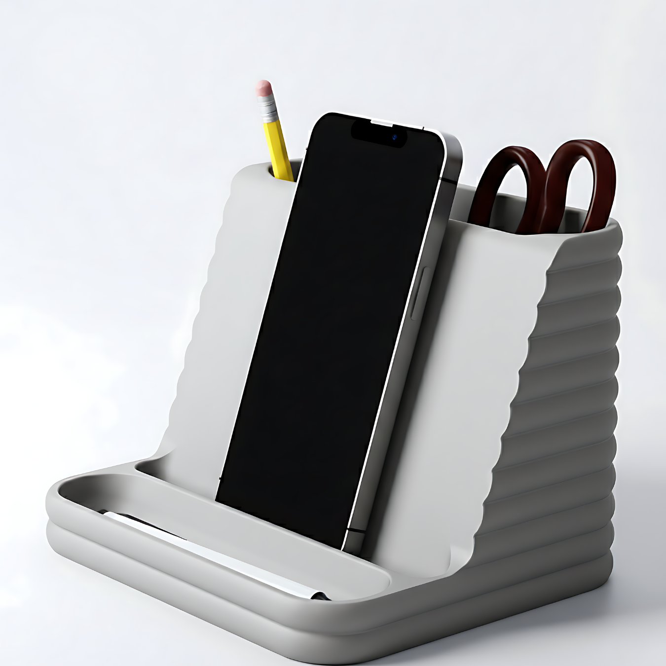 Smartphone-Halter mit Schreibtisch-Organizer – kompakte Ablage für Büro & Homeoffice