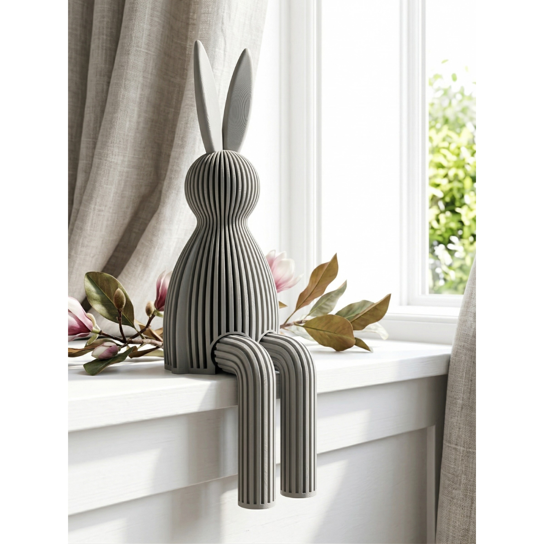 Minimalistischer Kanten-Hase mit Rillenstruktur