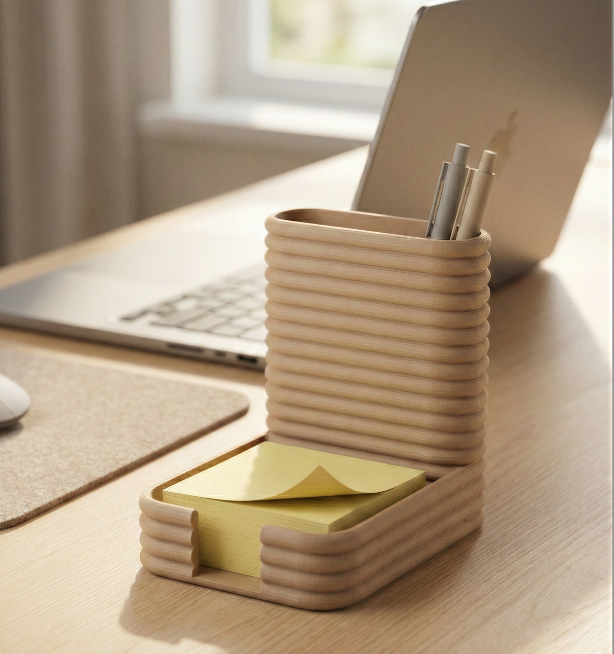 Schreibtisch-Organizer mit Haftnotiz-Ablage und Stiftefach – kompaktes Ordnungssystem