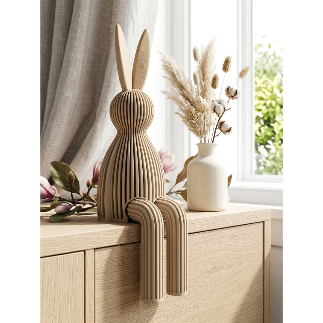 Minimalistischer Kanten-Hase mit Rillenstruktur