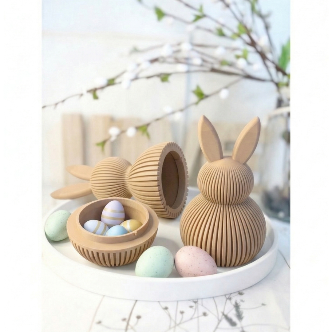 Minimalistischer Osterhasen-Behälter mit Deckel