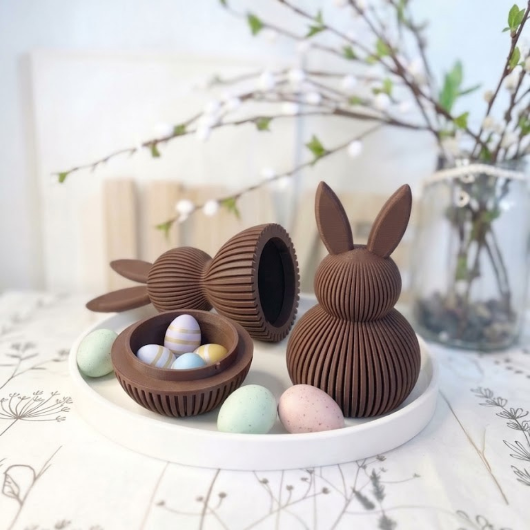 Minimalistischer Osterhasen-Behälter mit Deckel