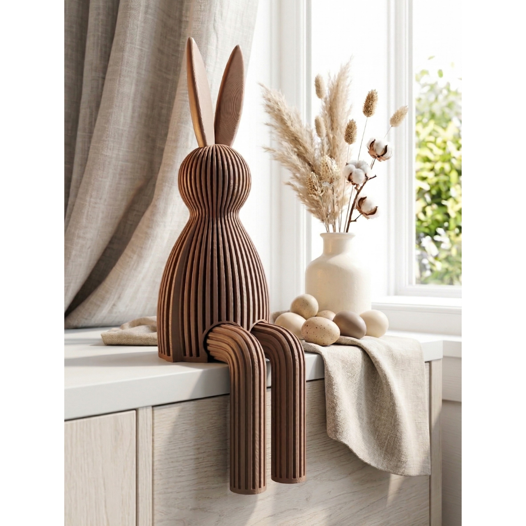 Minimalistischer Kanten-Hase mit Rillenstruktur