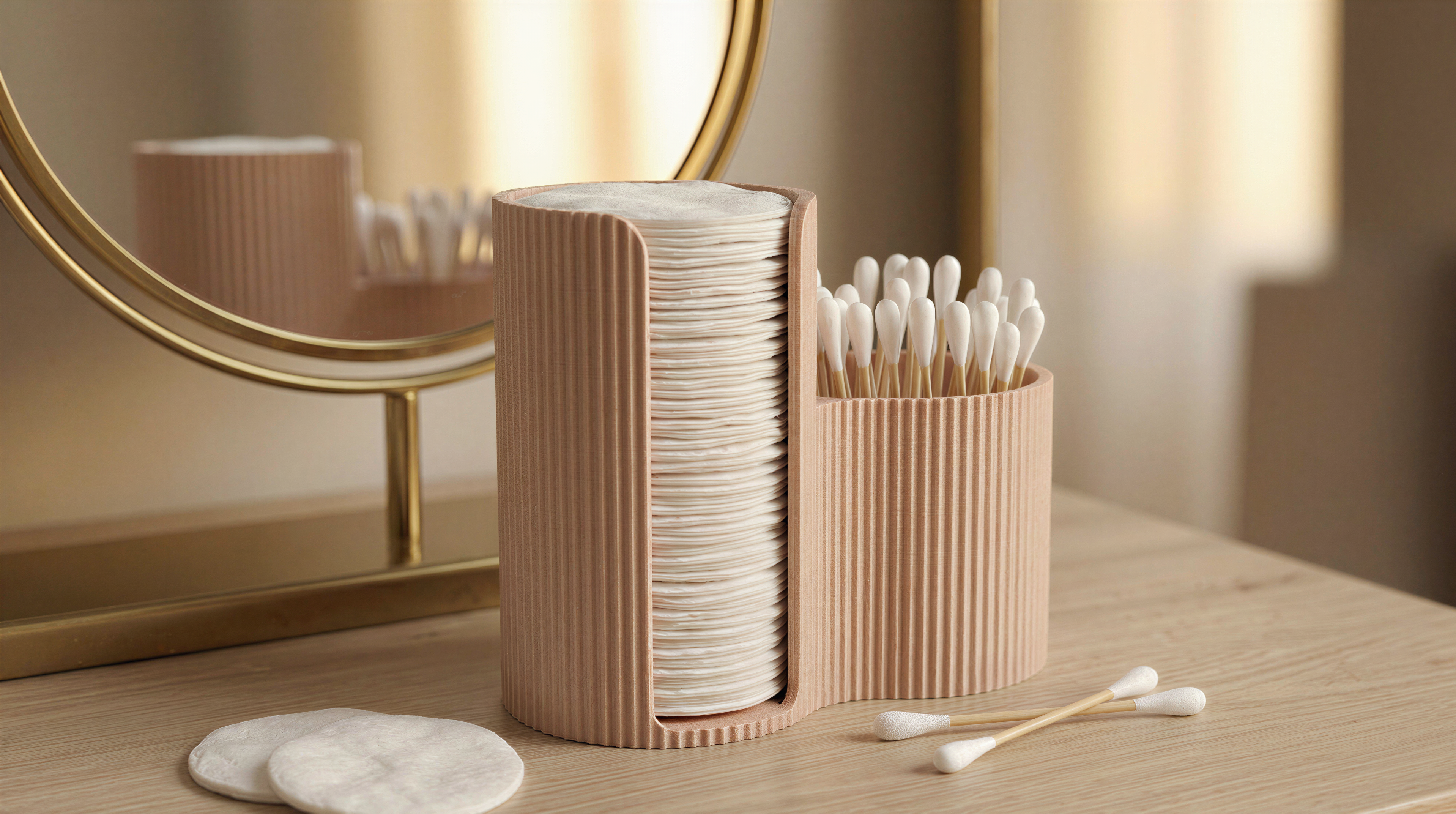 Bad-Organizer für Wattepads und Wattestäbchen – geriffelter Aufbewahrungshalter