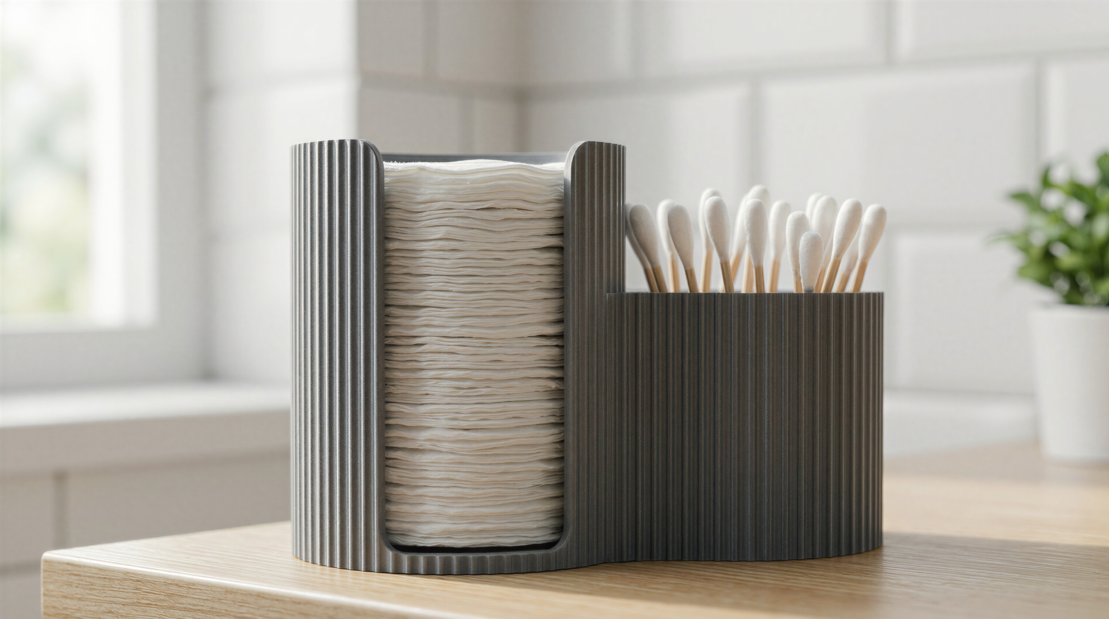 Bad-Organizer für Wattepads und Wattestäbchen – geriffelter Aufbewahrungshalter