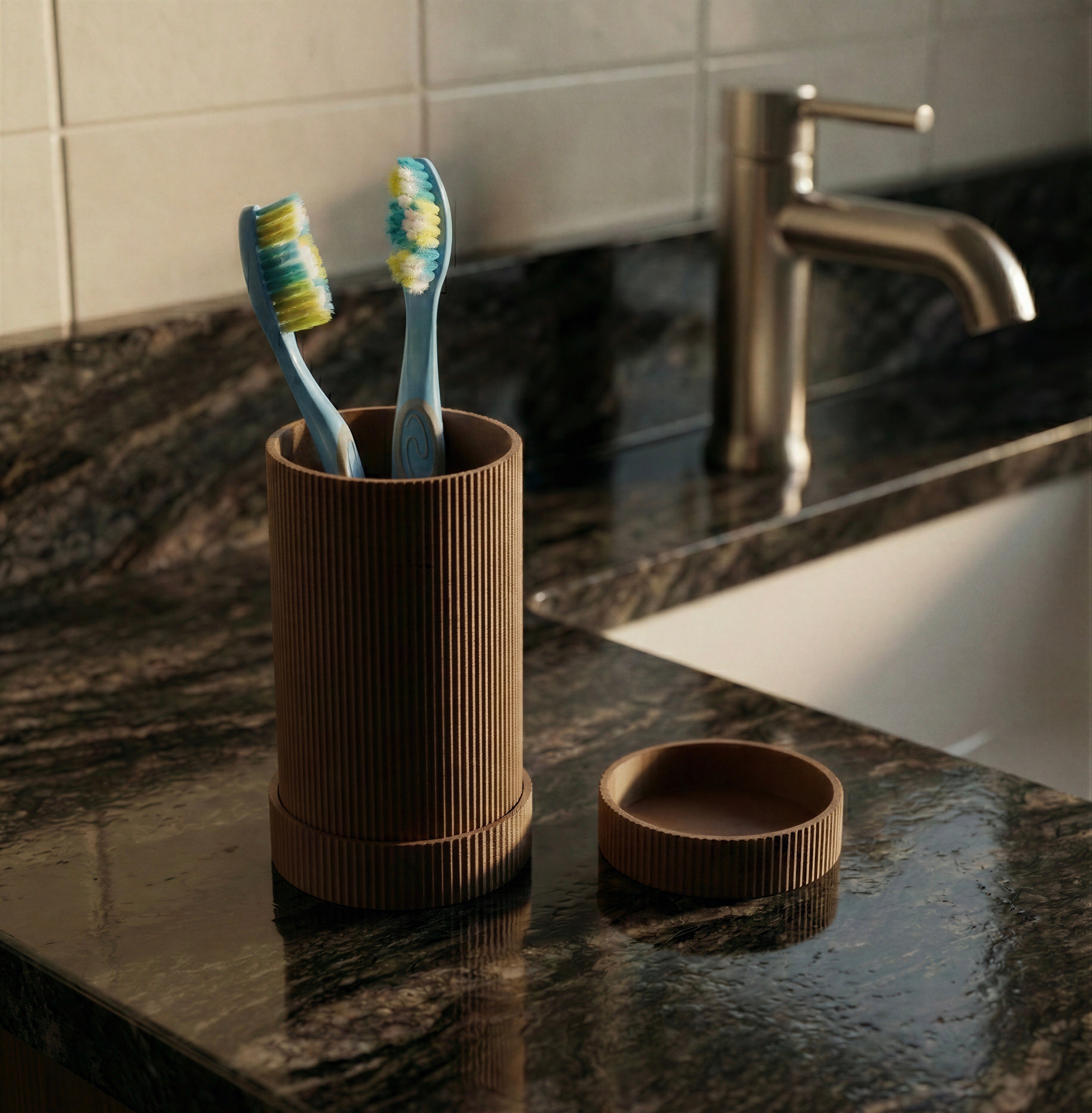 Zahnbürstenhalter – zylindrischer Bad-Organizer mit Abdeckung